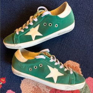 Golden Goose Superstar Green Velvet Sneakers